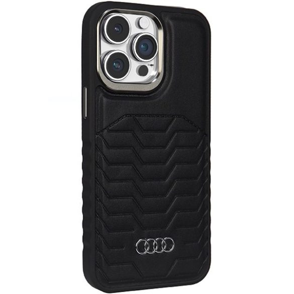 Audi AU-TPUPCMIP14PM-GT/D3-BK műbőr MagSafe keménytok iPhone 14 Pro Max - fekete