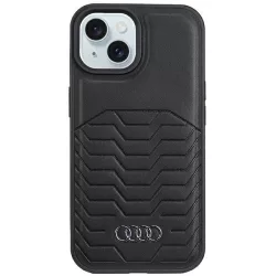   Audi AU-TPUPCMIP15-GT/D3-BK műbőr keménytok MagSafe iPhone 15 - fekete