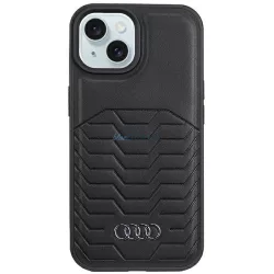   Audi AU-TPUPCMIP15-GT/D3-BK műbőr keménytok MagSafe iPhone 15 - fekete