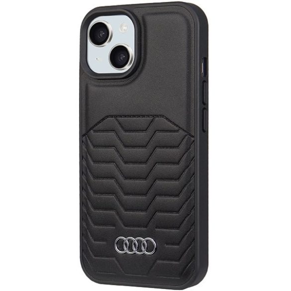 Audi AU-TPUPCMIP15-GT/D3-BK műbőr keménytok MagSafe iPhone 15/14/13 - fekete 