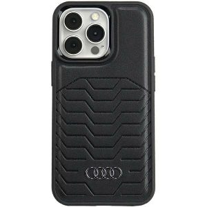 Audi AU-TPUPCMIP15P-GT/D3-BK műbőr MagSafe keménytok iPhone 15 Pro - fekete