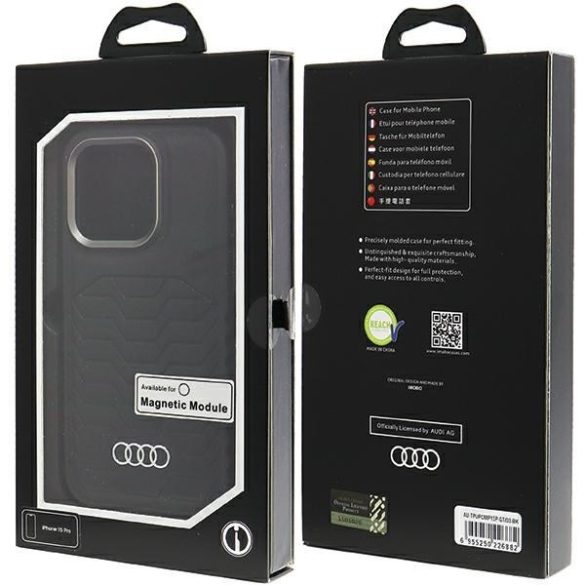 Audi AU-TPUPCMIP15P-GT/D3-BK műbőr MagSafe keménytok iPhone 15 Pro - fekete