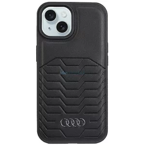 Audi AU-TPUPCMIP15M-GT/D3-BK műbőr MagSafe keménytok iPhone 15 Plus - fekete