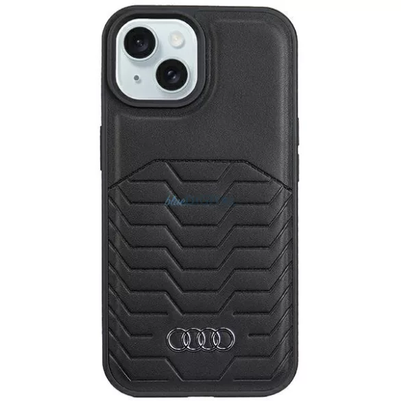 Audi AU-TPUPCMIP15M-GT/D3-BK műbőr MagSafe keménytok iPhone 15 Plus - fekete