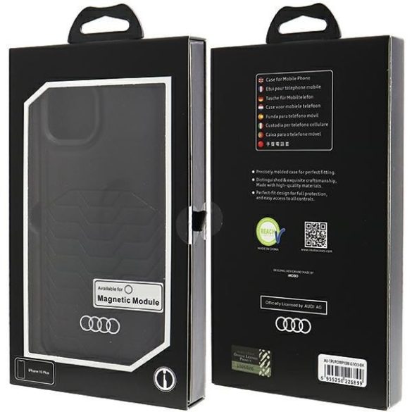 Audi AU-TPUPCMIP15M-GT/D3-BK műbőr MagSafe keménytok iPhone 15 Plus / 14 Plus - fekete 