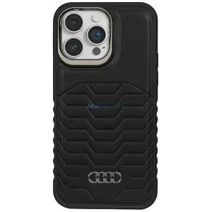 Audi AU-TPUPCMIP15PM-GT/D3-BK műbőr keménytok MagSafe iPhone 15 Pro Max - fekete