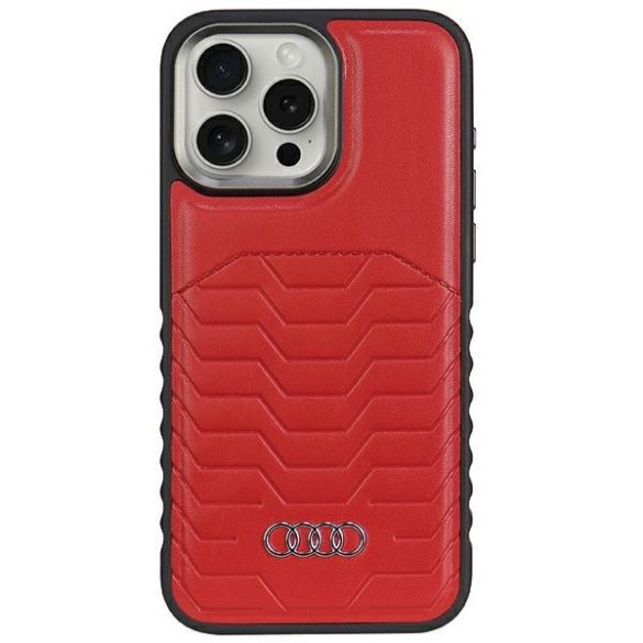 Audi AU-TPUPCMIP14P-GT/D3-RD műbőr MagSafe keménytok iPhone 14 Pro - piros