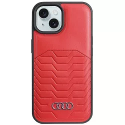   Audi AU-TPUPCMIP15-GT/D3-RD műbőr MagSafe keménytok iPhone 15 - piros