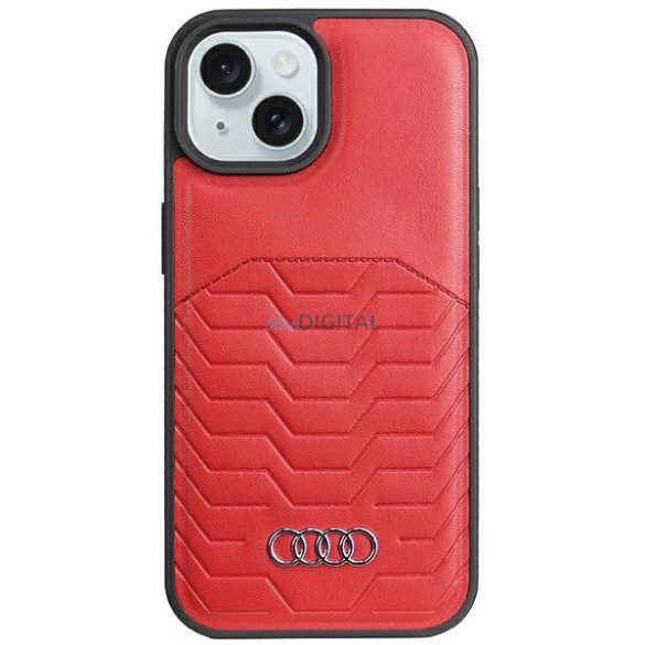 Audi AU-TPUPCMIP15M-GT/D3-RD műbőr MagSafe keménytok iPhone 15 Plus / 14 Plus - piros 