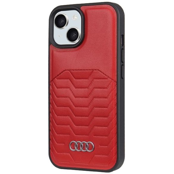 Audi AU-TPUPCMIP15M-GT/D3-RD műbőr MagSafe keménytok iPhone 15 Plus / 14 Plus - piros 