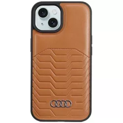   Audi AU-TPUPCMIP15-GT/D3-BN műbőr MagSafe keménytok iPhone 15 - barna
