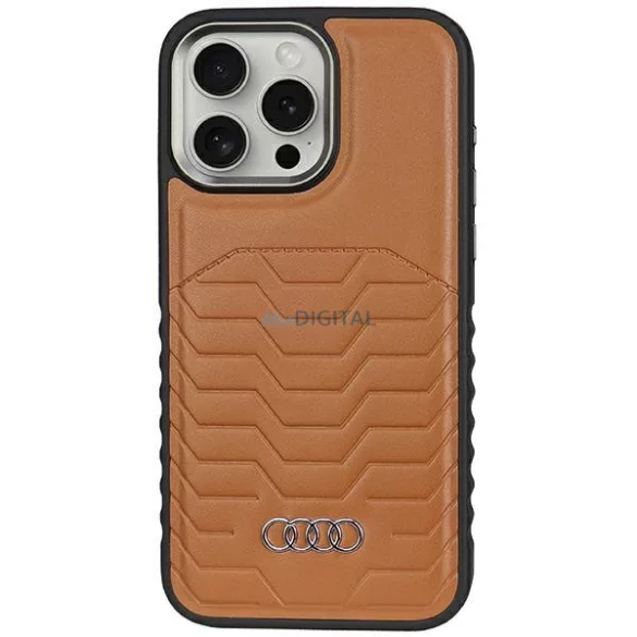 Audi AU-TPUPCMIP15P-GT/D3-BN műbőr MagSafe keménytok iPhone 15 Pro - barna