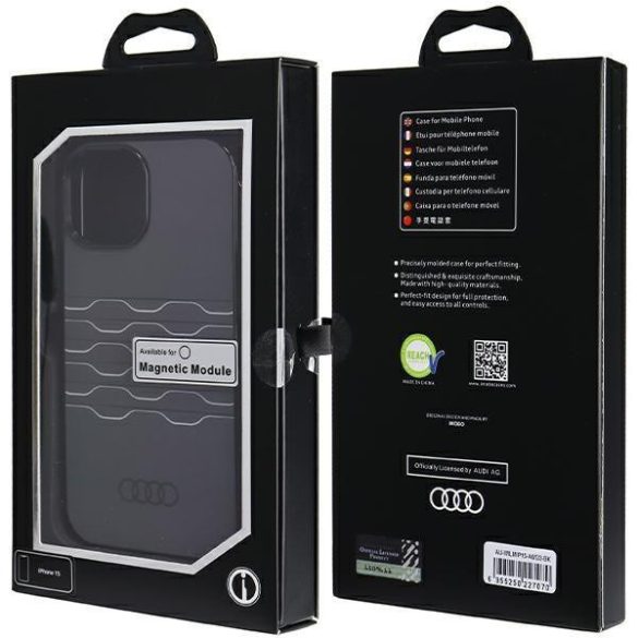 Audi AU-IMLMIP15-A6/D3-BK IML MagSafe-kompatibilis keménytok iPhone 15 - fekete