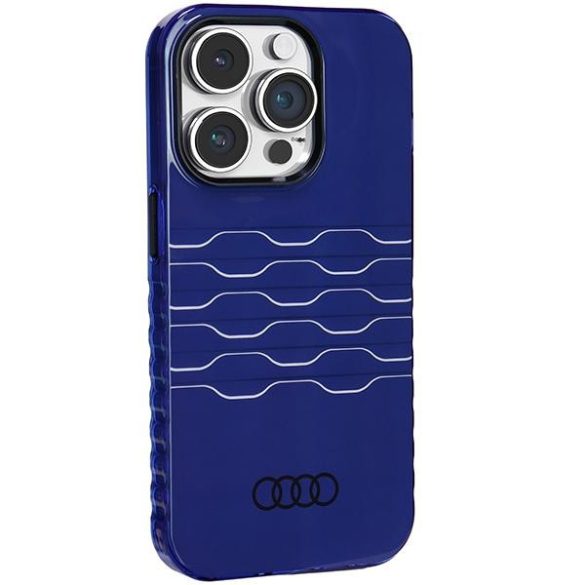 Audi AU-IMLMIP14P-A6/D3-BE IML MagSafe-kompatibilis keménytok iPhone 14 Pro - tengerészkék