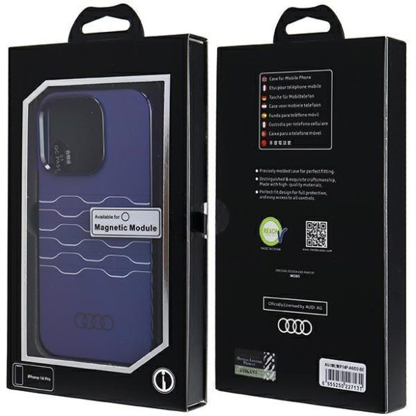 Audi AU-IMLMIP14P-A6/D3-BE IML MagSafe-kompatibilis keménytok iPhone 14 Pro - tengerészkék