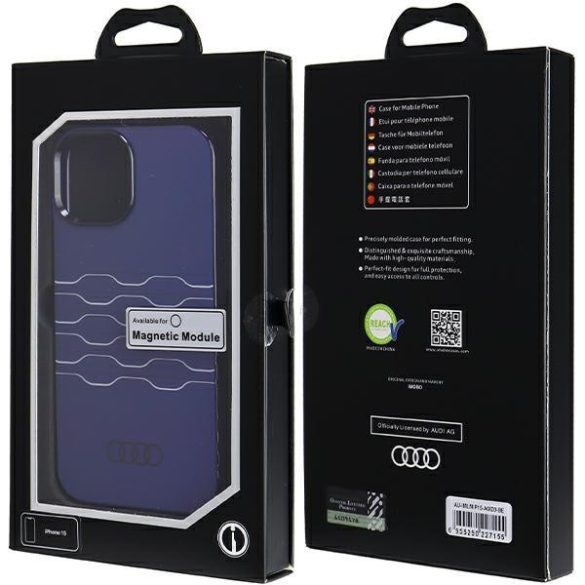 Audi AU-IMLMIP15-A6/D3-BE IML MagSafe-kompatibilis keménytok iPhone 15 - tengerészkék