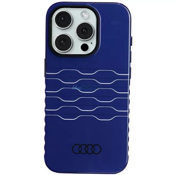 Audi AU-IMLMIP15P-A6/D3-BE IML MagSafe-kompatibilis keménytok iPhone 15 Pro - tengerészkék