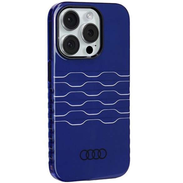 Audi AU-IMLMIP15P-A6/D3-BE IML MagSafe-kompatibilis keménytok iPhone 15 Pro - tengerészkék