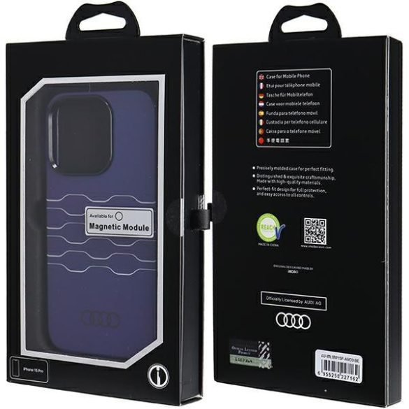 Audi AU-IMLMIP15P-A6/D3-BE IML MagSafe-kompatibilis keménytok iPhone 15 Pro - tengerészkék