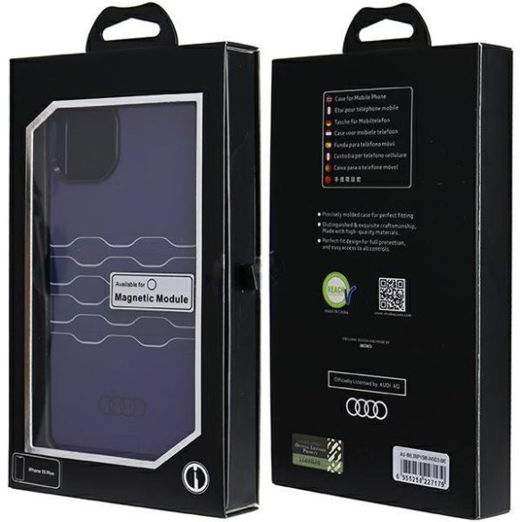 Audi AU-IMLMIP15M-A6/D3-BE IML MagSafe-kompatibilis keménytok iPhone 14 Plus/15 Plus - tengerészkék