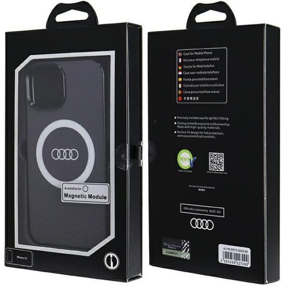 Audi AU-IMLMIP15-Q5/D2-BK IML Big Logo MagSafe-kompatibilis keménytok iPhone 15 - fekete