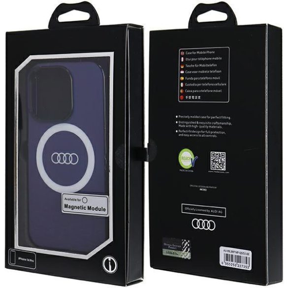 Audi AU-IMLMIP14P-Q5/D2-BE IML Big Logo MagSafe-kompatibilis keménytok iPhone 14 Pro - tengerészkék
