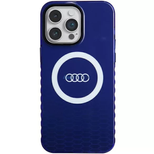Audi AU-IMLMIP14PM-Q5/D2-BE IML Big Logo MagSafe-kompatibilis keménytok iPhone 14 Pro Max - tengerészkék