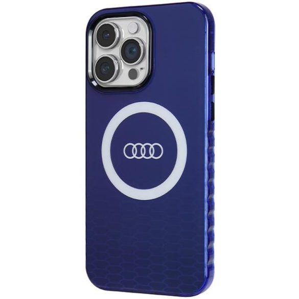 Audi AU-IMLMIP14PM-Q5/D2-BE IML Big Logo MagSafe-kompatibilis keménytok iPhone 14 Pro Max - tengerészkék
