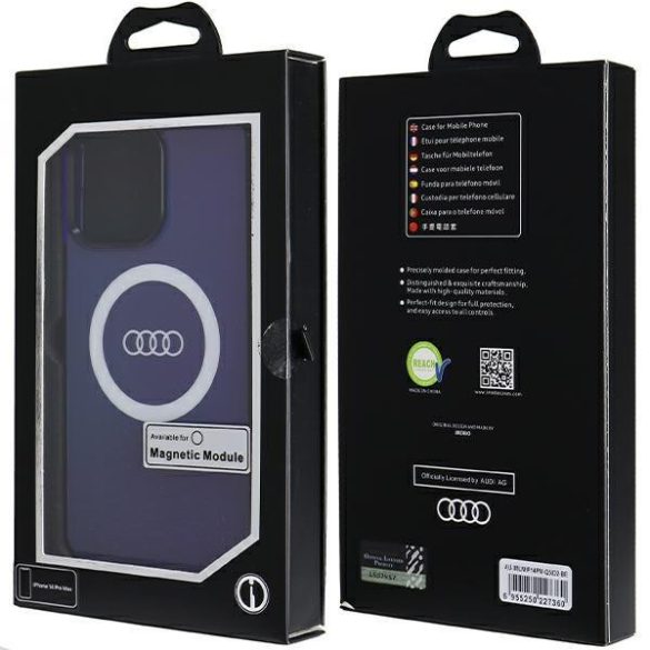 Audi AU-IMLMIP14PM-Q5/D2-BE IML Big Logo MagSafe-kompatibilis keménytok iPhone 14 Pro Max - tengerészkék