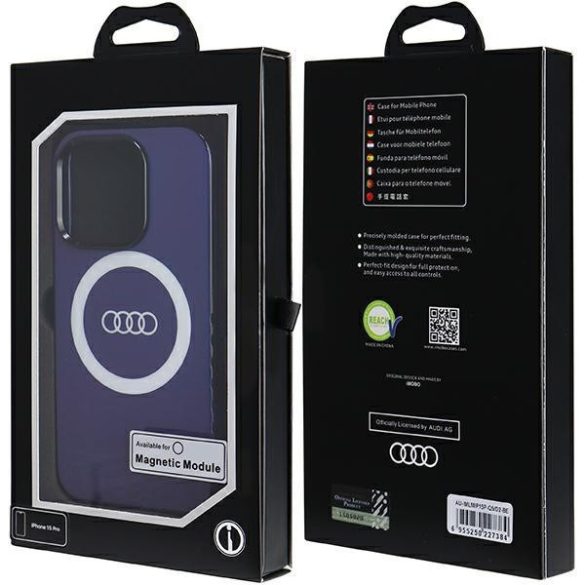 Audi AU-IMLMIP15P-Q5/D2-BE IML Big Logo MagSafe-kompatibilis keménytok iPhone 15 Pro - tengerészkék