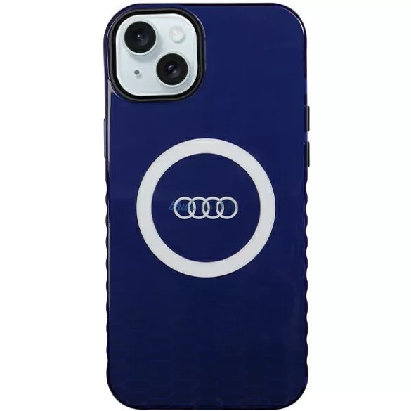 Audi AU-IMLMIP15M-Q5/D2-BE IML Big Logo MagSafe-kompatibilis keménytok iPhone 14 Plus/15 Plus - tengerészkék