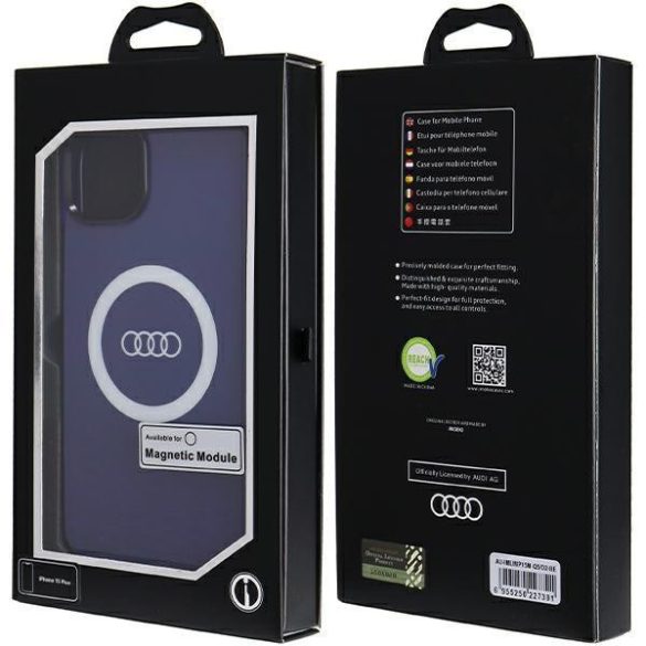 Audi AU-IMLMIP15M-Q5/D2-BE IML Big Logo MagSafe-kompatibilis keménytok iPhone 14 Plus/15 Plus - tengerészkék