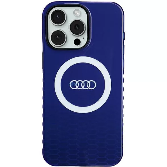 Audi AU-IMLMIP15PM-Q5/D2-BE IML Big Logo MagSafe-kompatibilis keménytok iPhone 15 Pro Max - tengerészkék