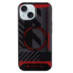   Audi AU-IMLMIP15-RSQ/D2-BK IML Sport MagSafe kompatibilis keménytok iPhone 15 - fekete