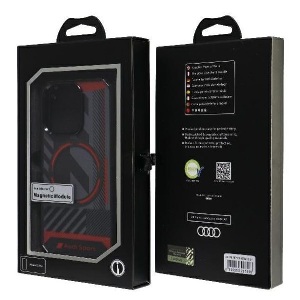Audi AU-IMLMIP15P-RSQ/D2-BK IML Sport MagSafe kompatibilis keménytok iPhone 15 Pro - fekete 