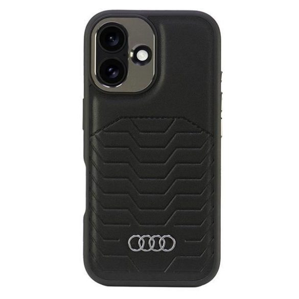 Audi AU-TPUPCMIP16-GT/D3-BK Synthetic Leather MagSafe keménytok iPhone 16 - fekete