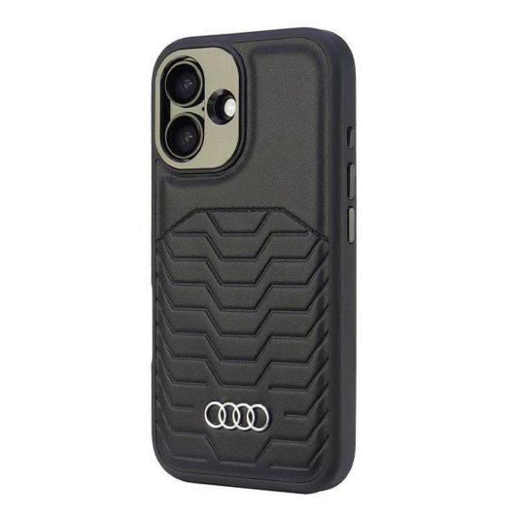 Audi AU-TPUPCMIP16-GT/D3-BK Synthetic Leather MagSafe keménytok iPhone 16 - fekete