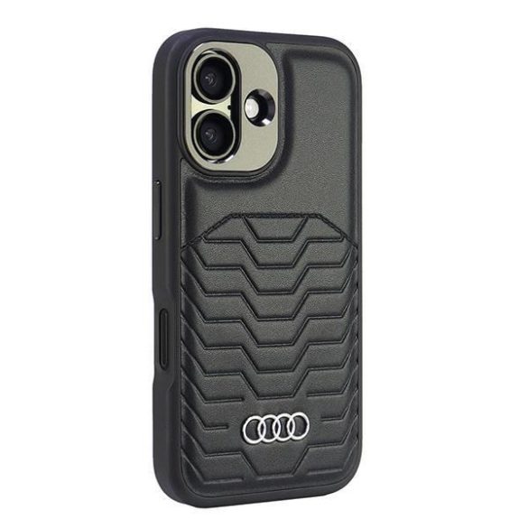 Audi AU-TPUPCMIP16-GT/D3-BK Synthetic Leather MagSafe keménytok iPhone 16 - fekete