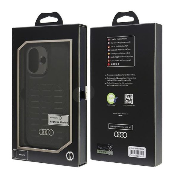 Audi AU-TPUPCMIP16-GT/D3-BK Synthetic Leather MagSafe keménytok iPhone 16 - fekete