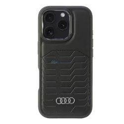   Audi AU-TPUPCMIP16P-GT/D3-BK Synthetic Leather MagSafe keménytok iPhone 16 Pro - fekete