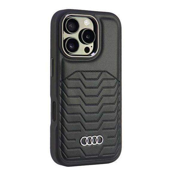 Audi AU-TPUPCMIP16P-GT/D3-BK Synthetic Leather MagSafe keménytok iPhone 16 Pro - fekete