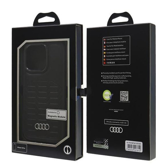 Audi AU-TPUPCMIP16P-GT/D3-BK Synthetic Leather MagSafe keménytok iPhone 16 Pro - fekete