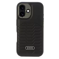   Audi AU-TPUPCMIP16M-GT/D3-BK Synthetic Leather MagSafe keménytok iPhone 16 Plus - fekete