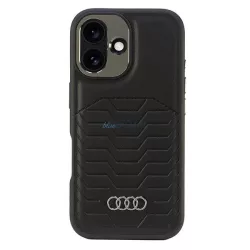   Audi AU-TPUPCMIP16M-GT/D3-BK Synthetic Leather MagSafe keménytok iPhone 16 Plus - fekete