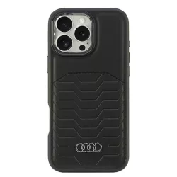   Audi AU-TPUPCMIP16PM-GT/D3-BK Synthetic Leather MagSafe keménytok iPhone 16 Pro Max - fekete