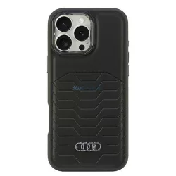   Audi AU-TPUPCMIP16PM-GT/D3-BK Synthetic Leather MagSafe keménytok iPhone 16 Pro Max - fekete