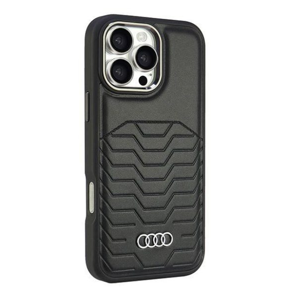 Audi AU-TPUPCMIP16PM-GT/D3-BK Synthetic Leather MagSafe keménytok iPhone 16 Pro Max - fekete