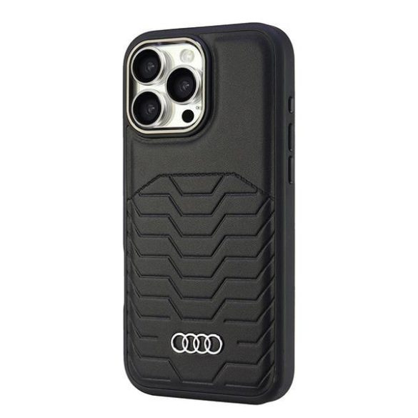 Audi AU-TPUPCMIP16PM-GT/D3-BK Synthetic Leather MagSafe keménytok iPhone 16 Pro Max - fekete