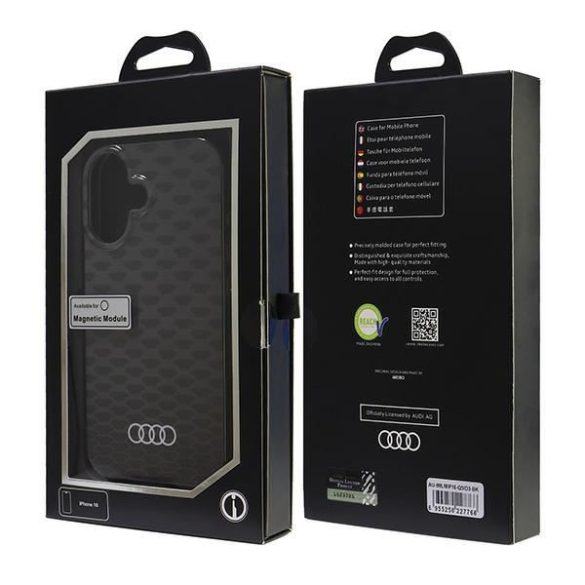 Audi AU-IMLMIP16-Q5/D3-BK IML Stitching Pattern MagSafe keménytok iPhone 16 - fekete