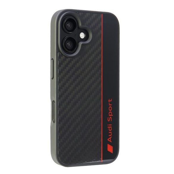 Audi AUS-TPUPCIP16-R8/D1-BK Carbon Fiber Stripe keménytok iPhone 16 - fekete